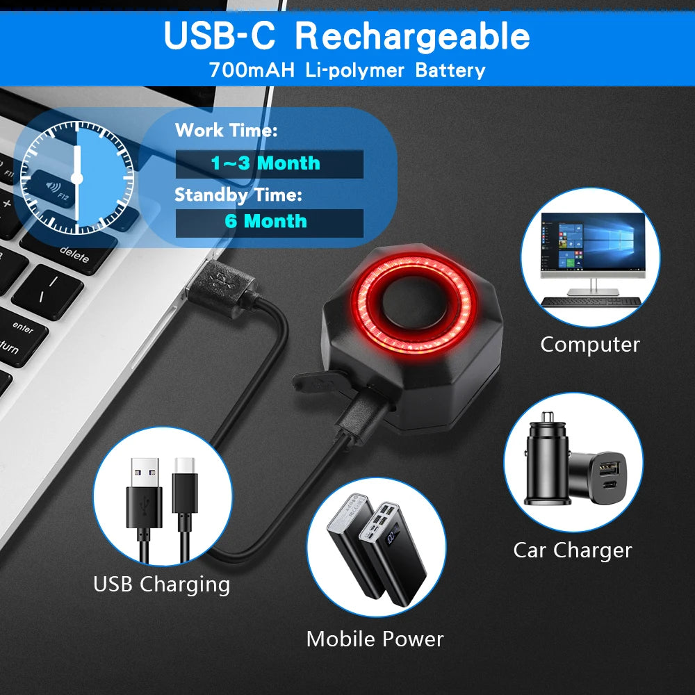 Waterproof Bike Taillight Burglar Alarm