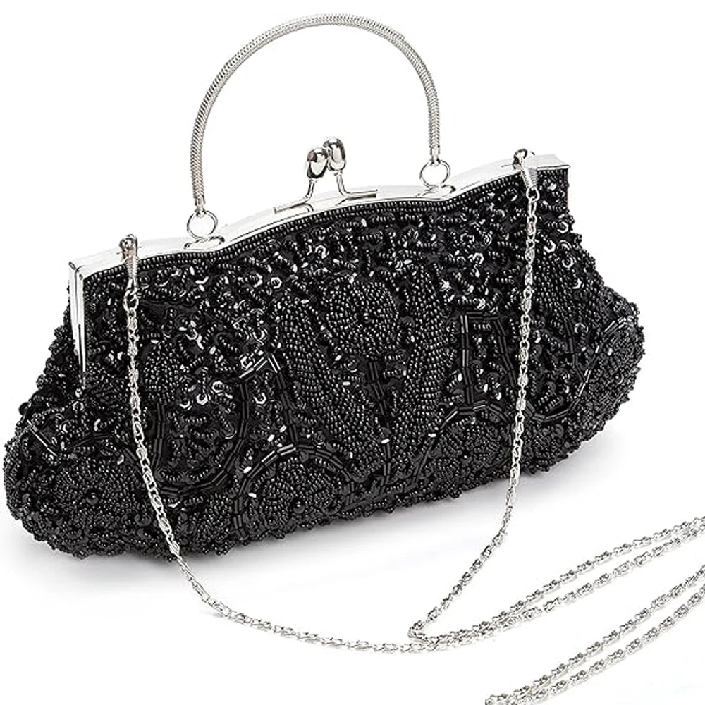 Retro Women's Beaded Evening Clutch Handbag