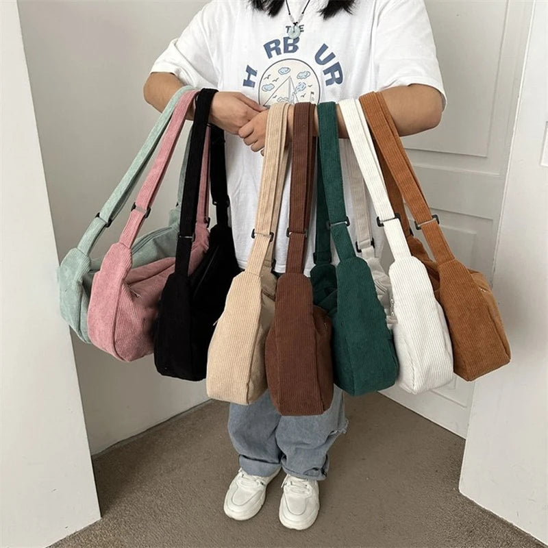 Large Capacity Corduroy Crossbody Bags for Women