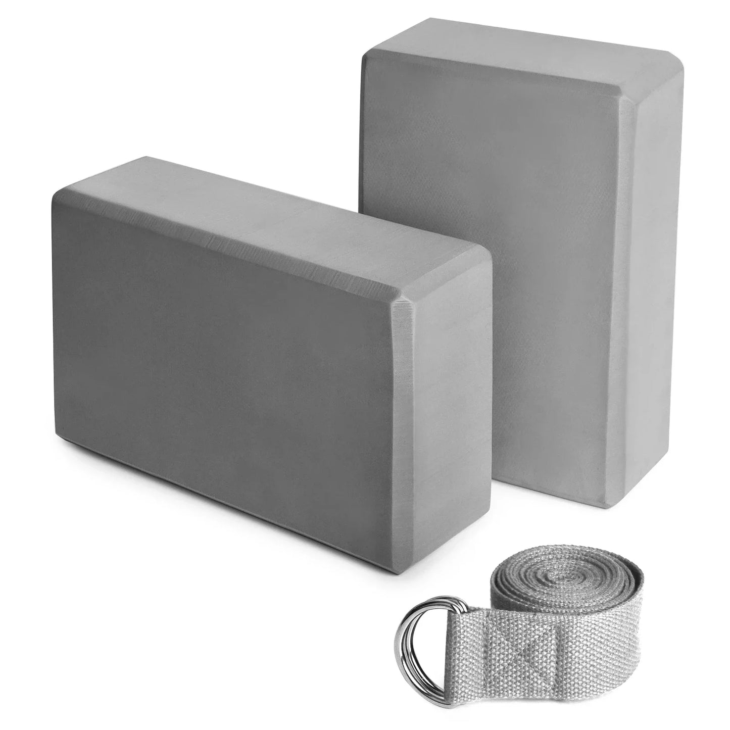 2pcs EVA Yoga Blocks Plus 1pc Cotton Yoga Strap