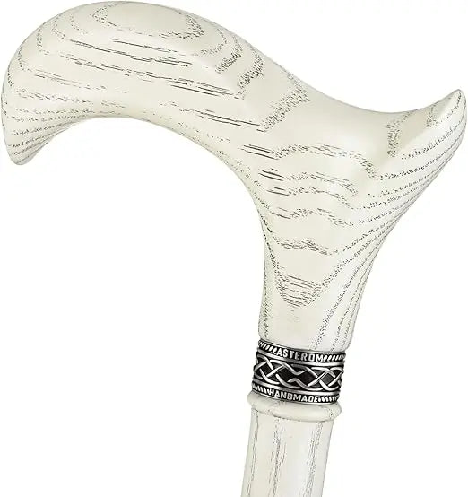 Handmade White Wooden Walking Cane