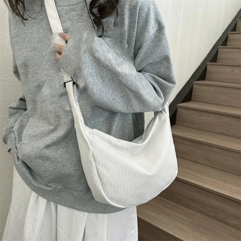 Large Capacity Corduroy Crossbody Bags for Women