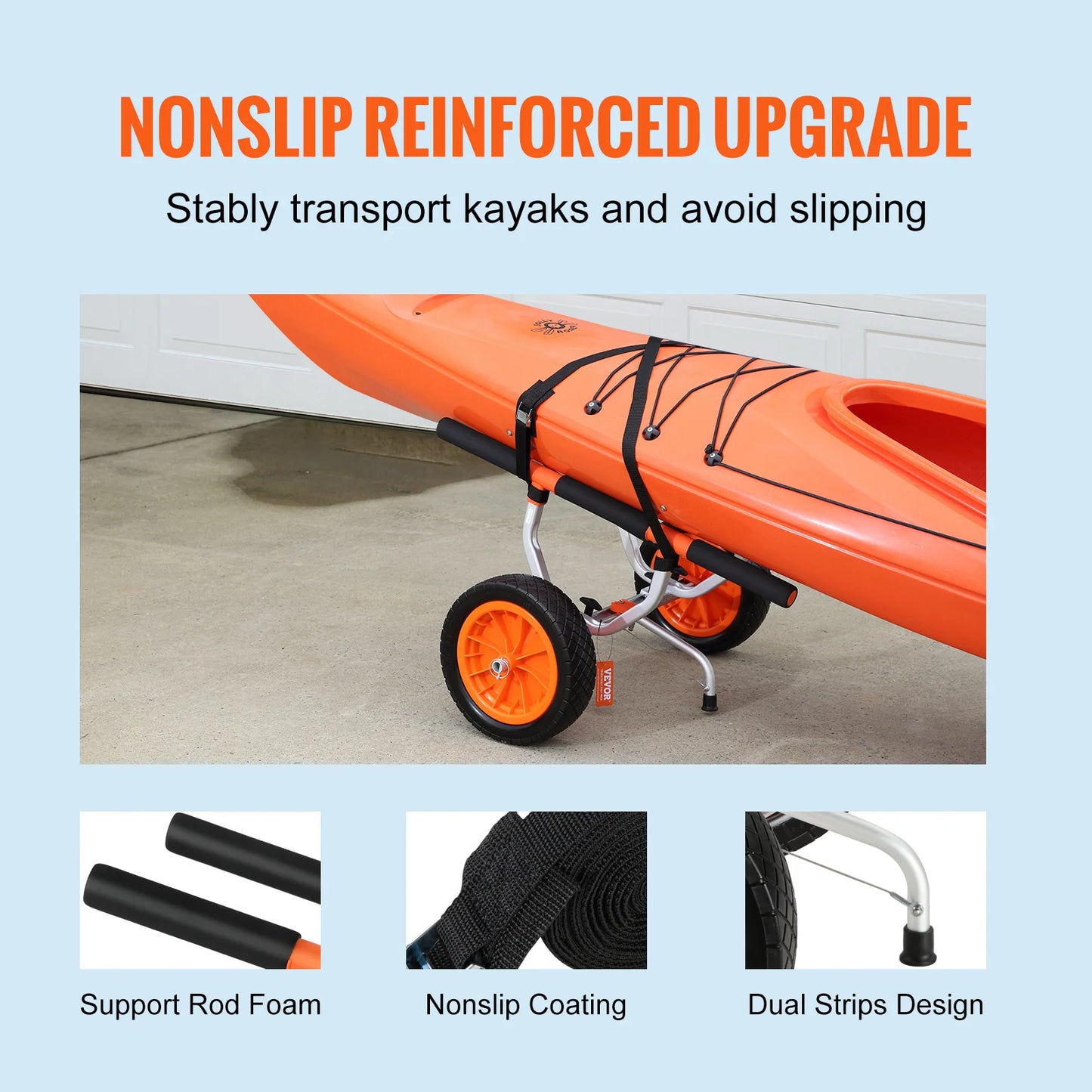 450lb Capacity Detachable Canoe/Kayak Cart with 12'' Tires