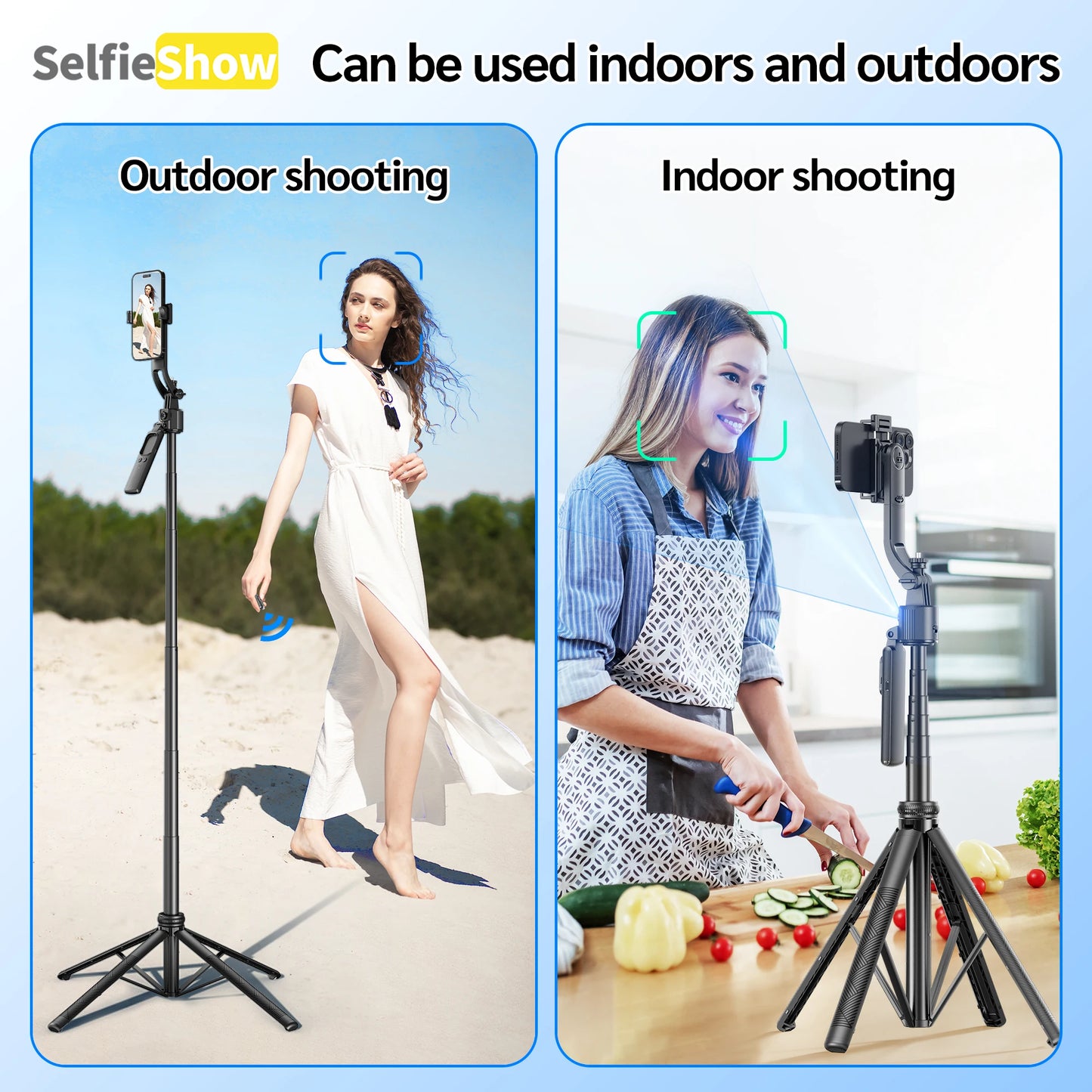 Bluetooth Tripod 360°Auto-Rotation AI Tracking Remote Control Quadrapod