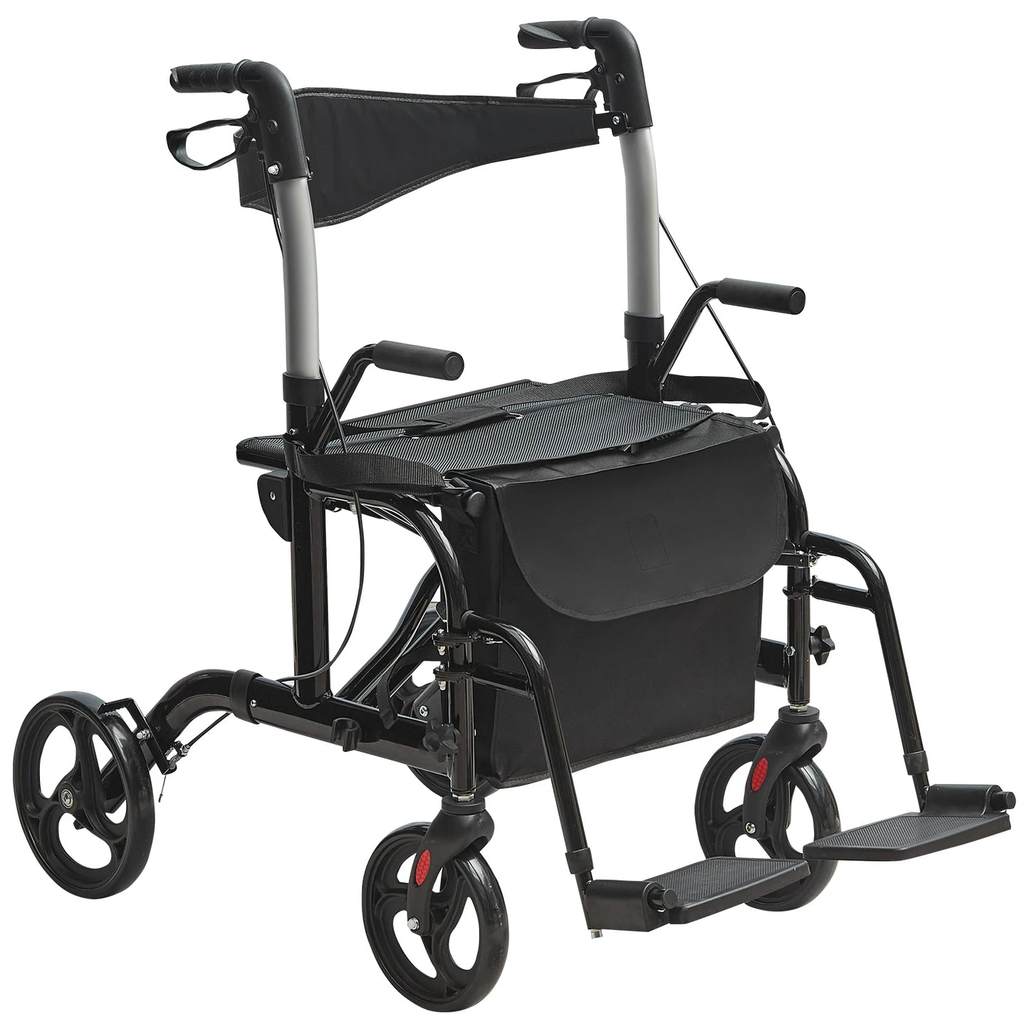 2-in-1 Rollator Folding Walker & Transport Chair