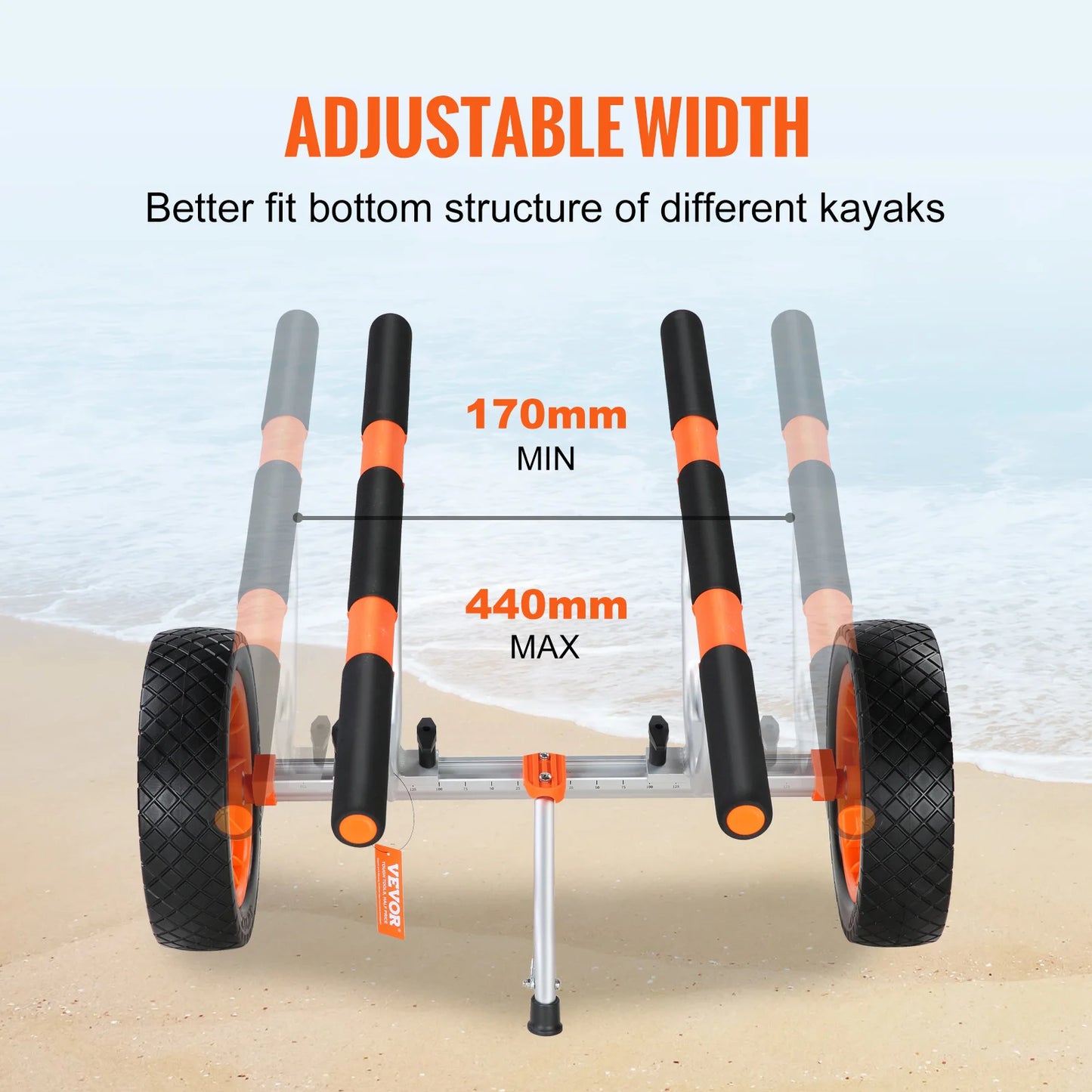 450lb Capacity Detachable Canoe/Kayak Cart with 12'' Tires
