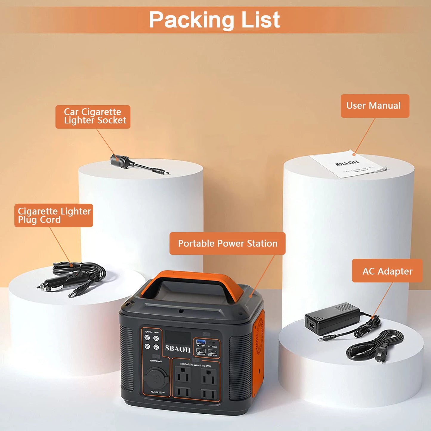 Portable Power Station, 300W 296Wh Solar Generator 110V
