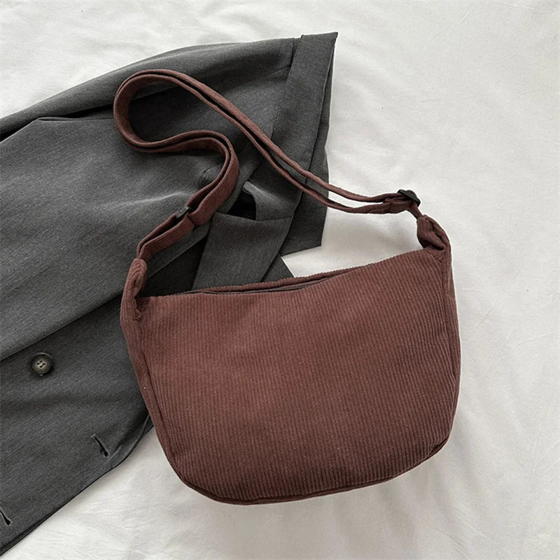 Large Capacity Corduroy Crossbody Bags for Women