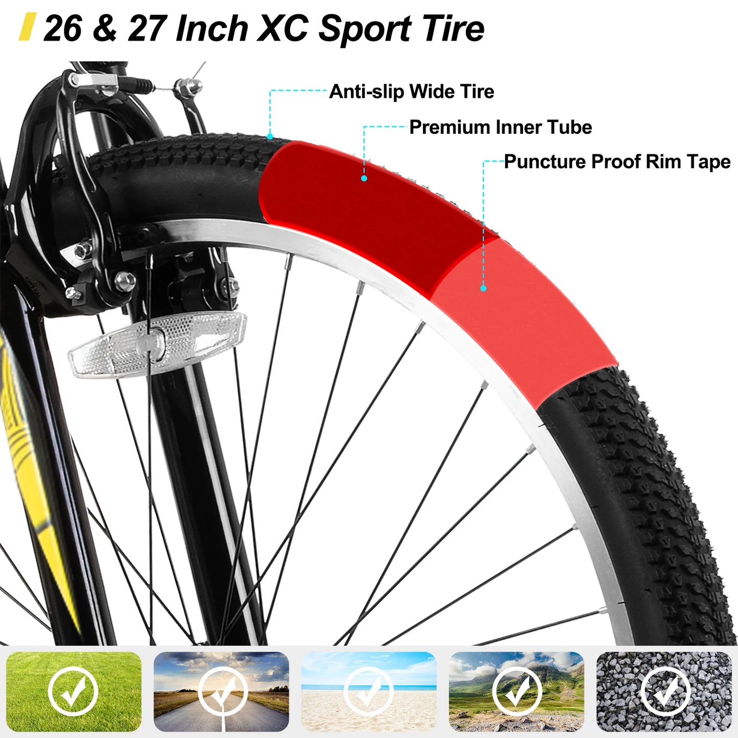 26 27.5 Inch, 21 Speed, Men Women's Mountain Bike
