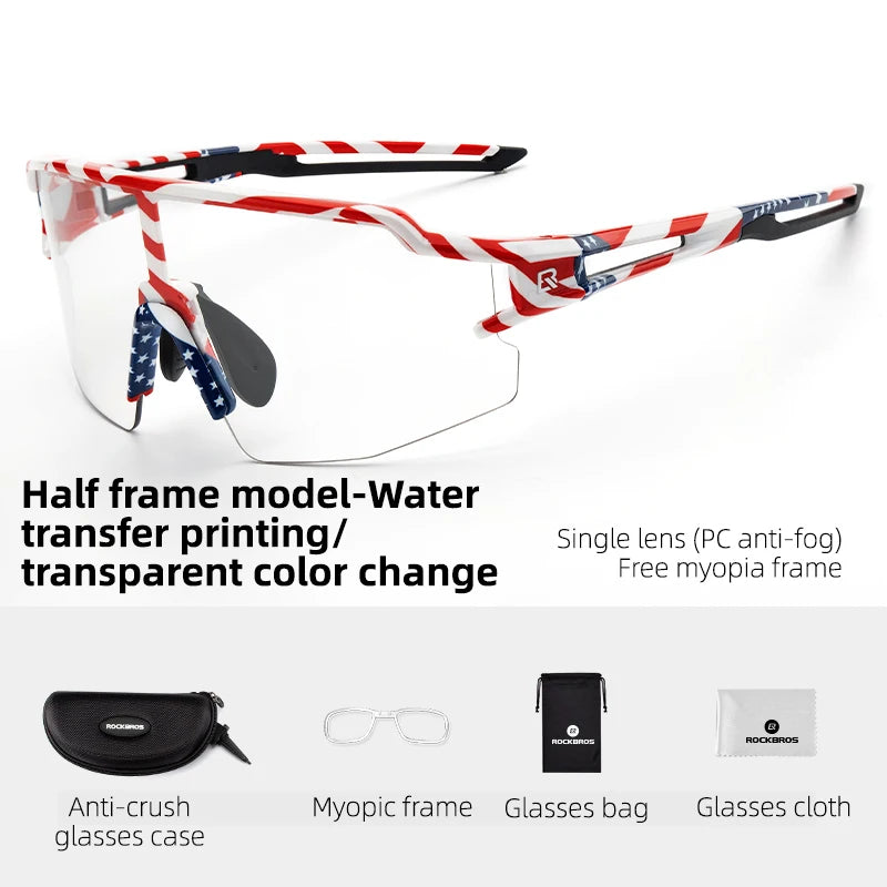 Cycling Glasses, UV400 Photochromic Polarized Lens
