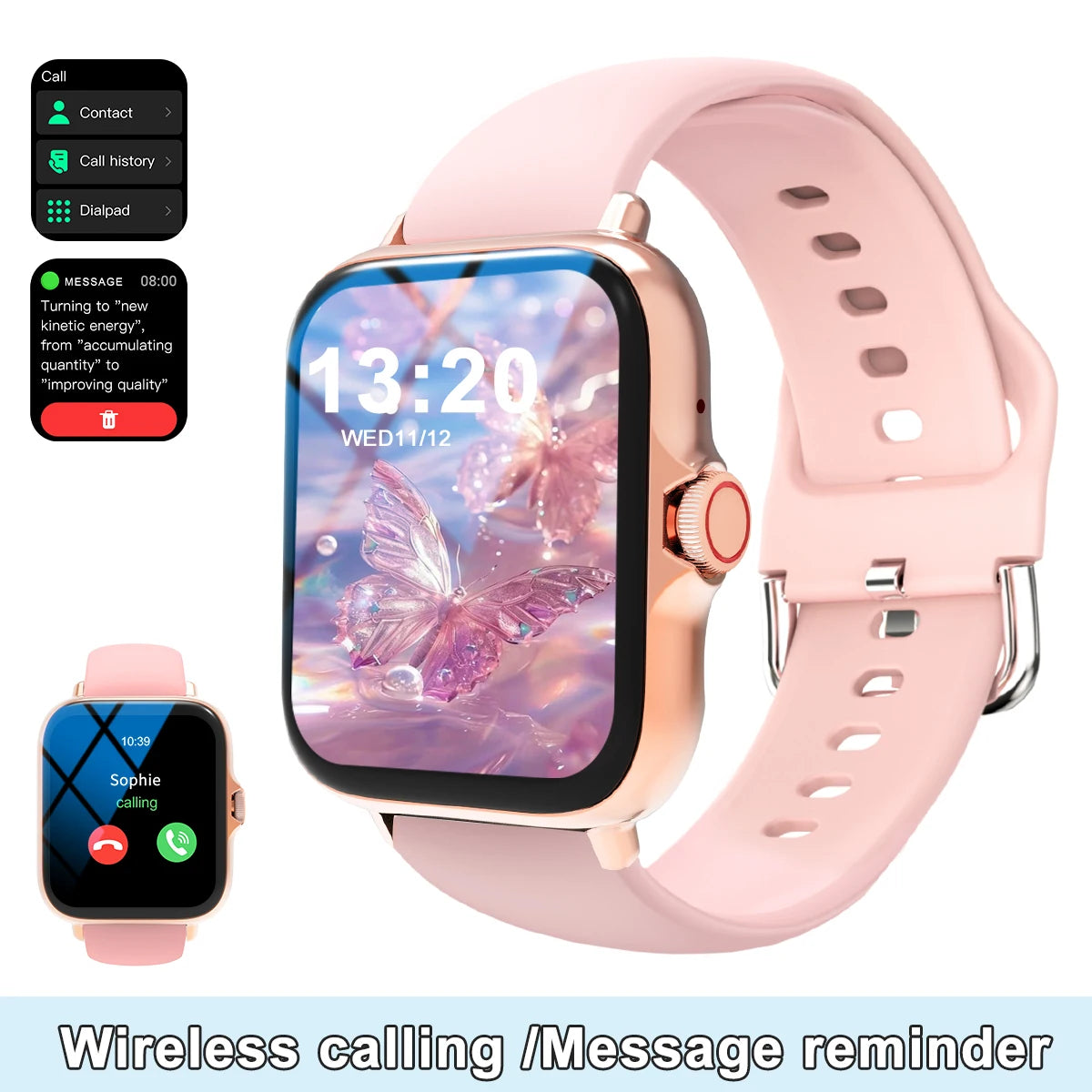 Smart watch with full touch screen, call, message reminder.