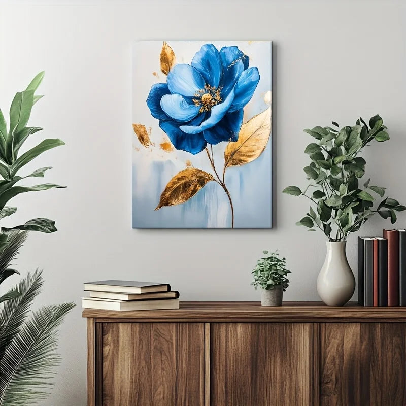 Elegant Blue Flowers 12x16" Framed Wall Art