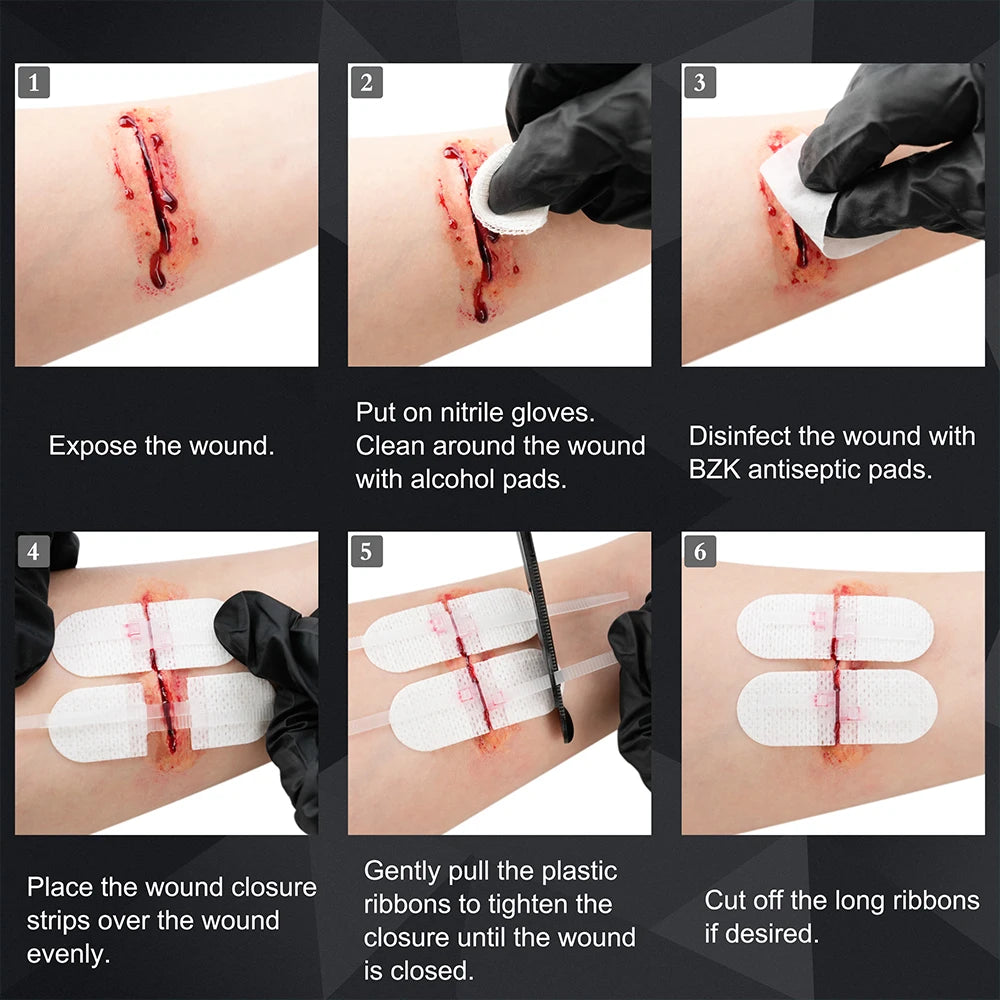 Laceration Closure Kit with Wound Dressings for Cut Care