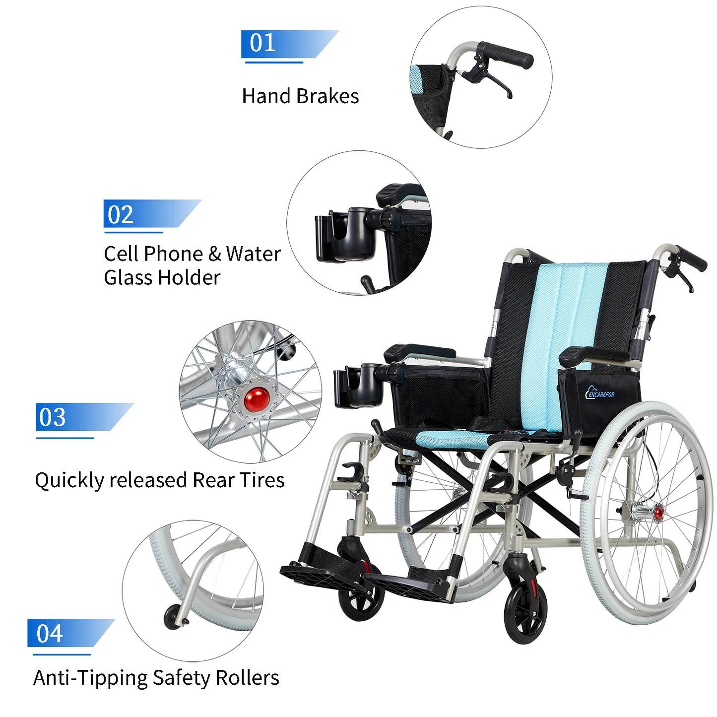 Ultra Lightweight Foldable Portable 5.8KG Magnesium Wheelchair