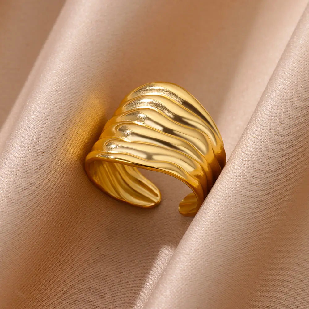 Irregular Geometric Chunky Open Rings for Women Gold Color