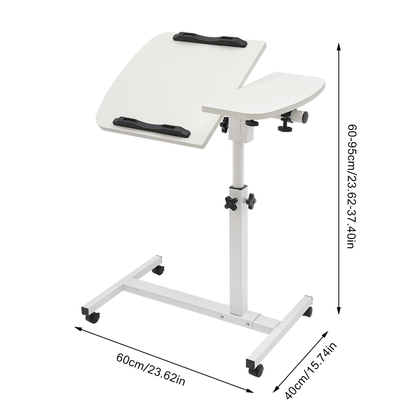 60-95cm Adjustable Rolling Table Stand With Wheels