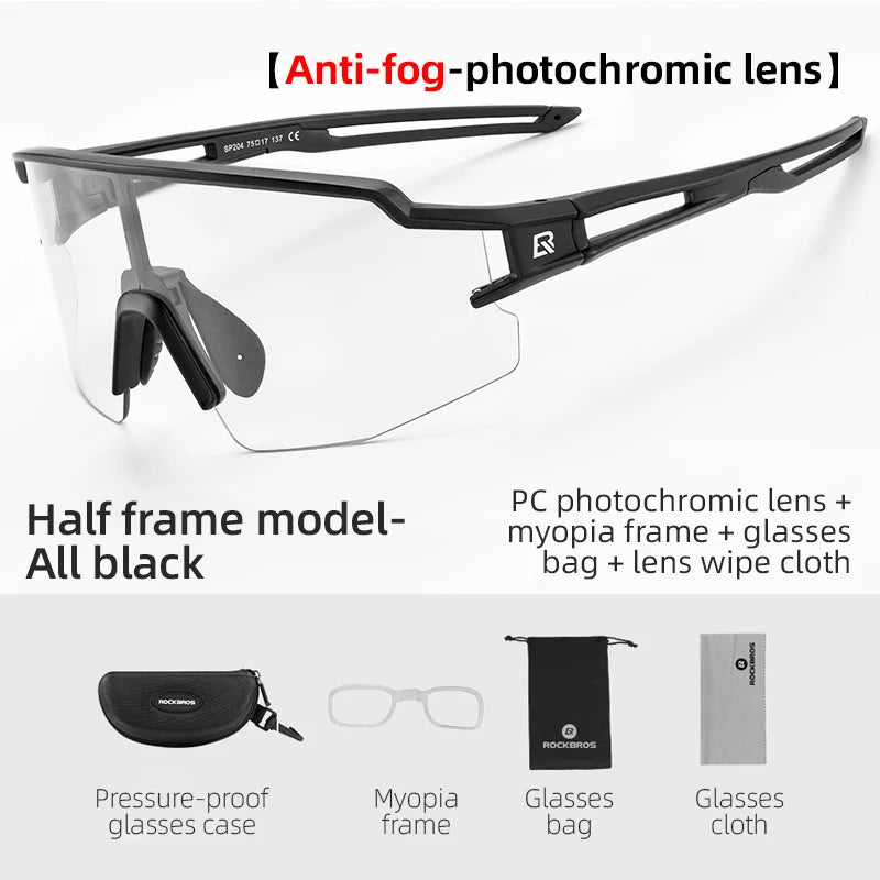 Cycling Glasses, UV400 Photochromic Polarized Lens