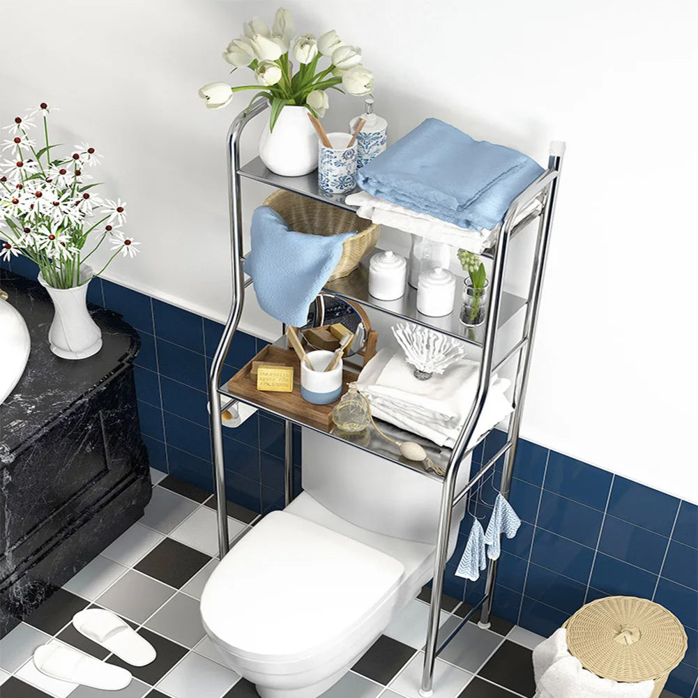 Over-the-Toilet Metal Storage Shelves with Paper Holder
