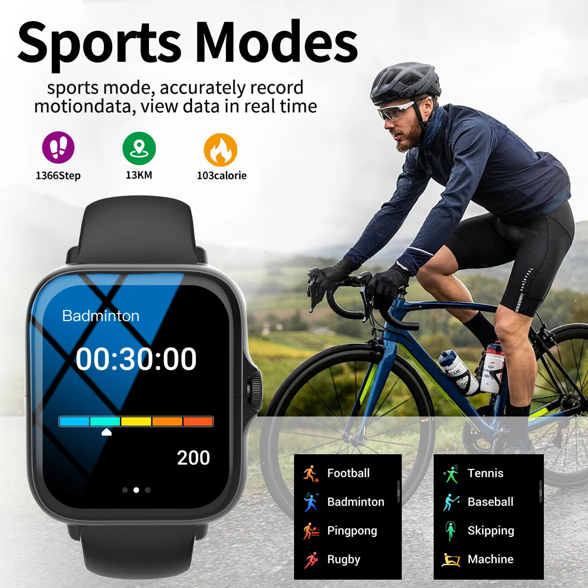 Smart watch with full touch screen, call, message reminder.