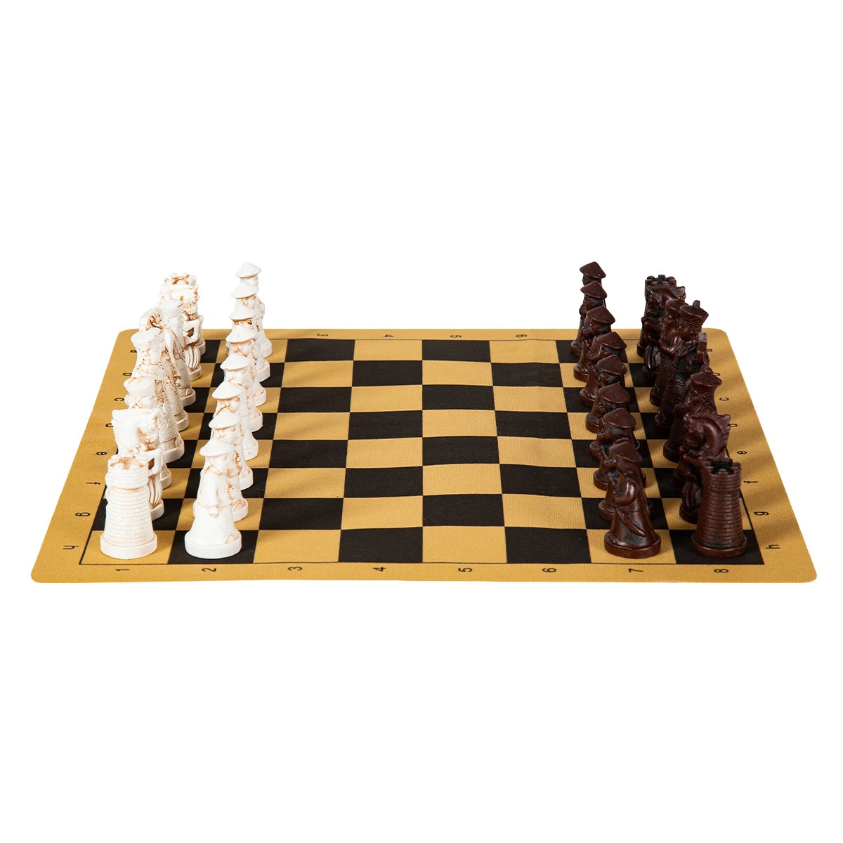 Big Vintage Chess 3d Qing Army Resin Pieces Leather Chessboard Gypsum Game