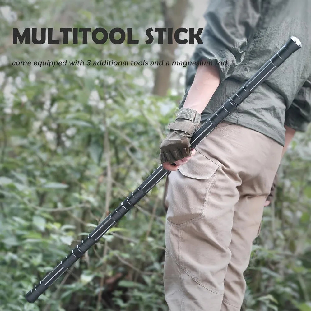 Gray Hiking Tactical Walking Sticks, Portable Trekking Poles
