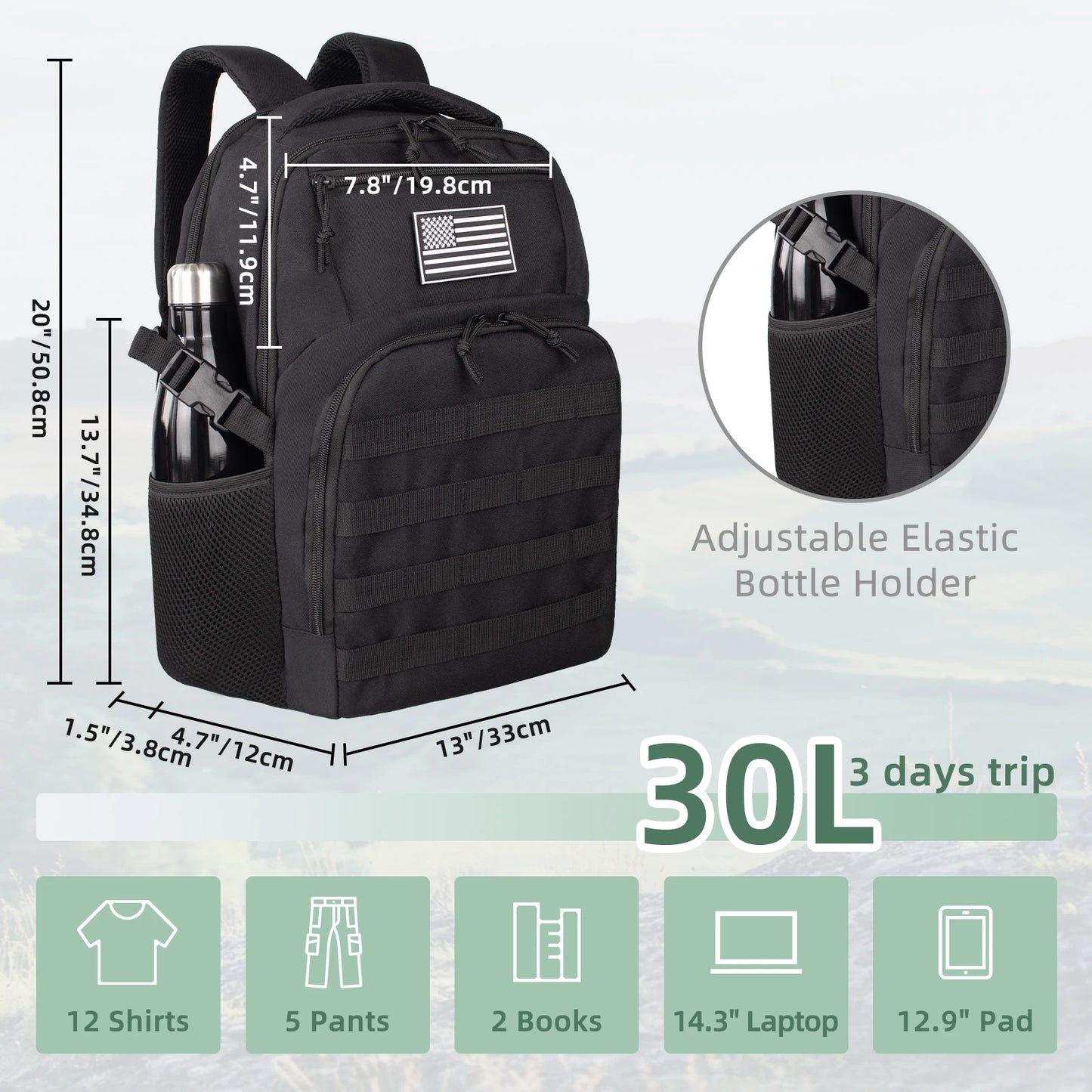 45L/25L Men's Large Waterproof Outdoor Multifunctional Tactical Backpack