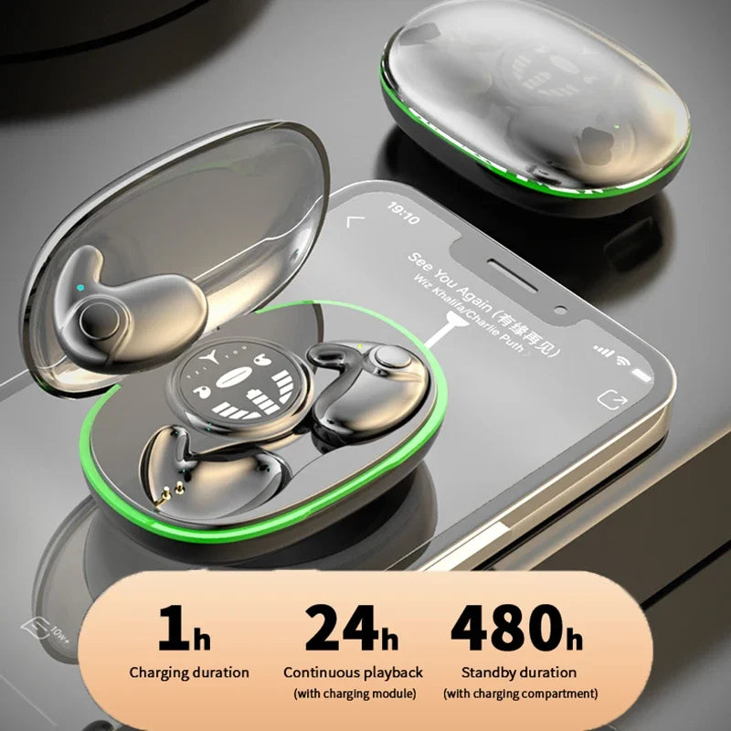 Invisible Sleep Wireless Bluetooth Earphones with Touch Control Headsets