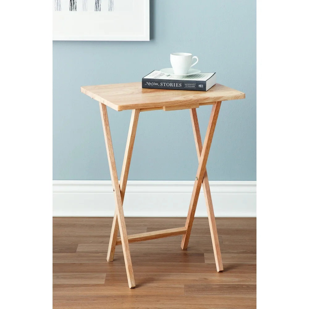 Indoor Folding TV Tray Table Solid Rubberwood