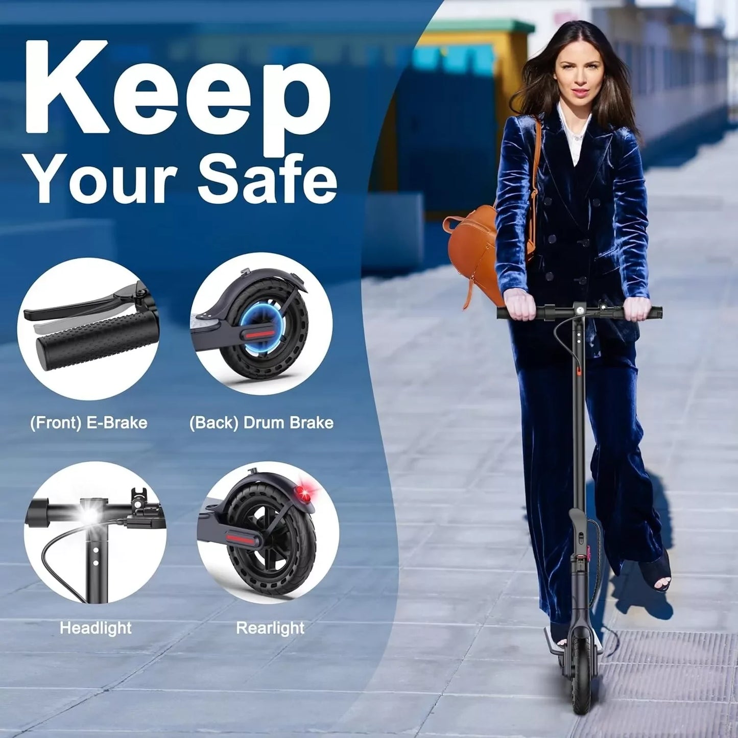 Folding Electric Scooter 350W 19mph APP, 8.5-inch tire