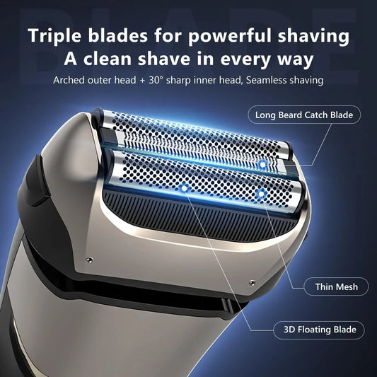 Electric Razor for Men, Foil Shaver with 3-Blade Edge