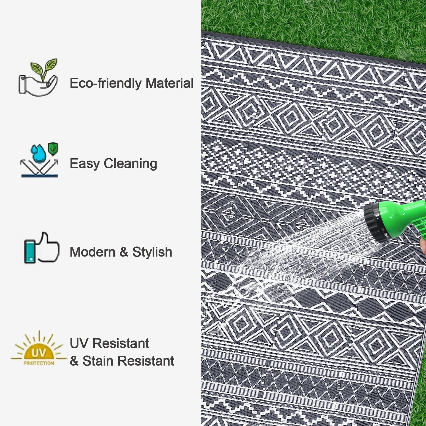 Outdoor 5x8 Waterproof Reversible Patio Rug