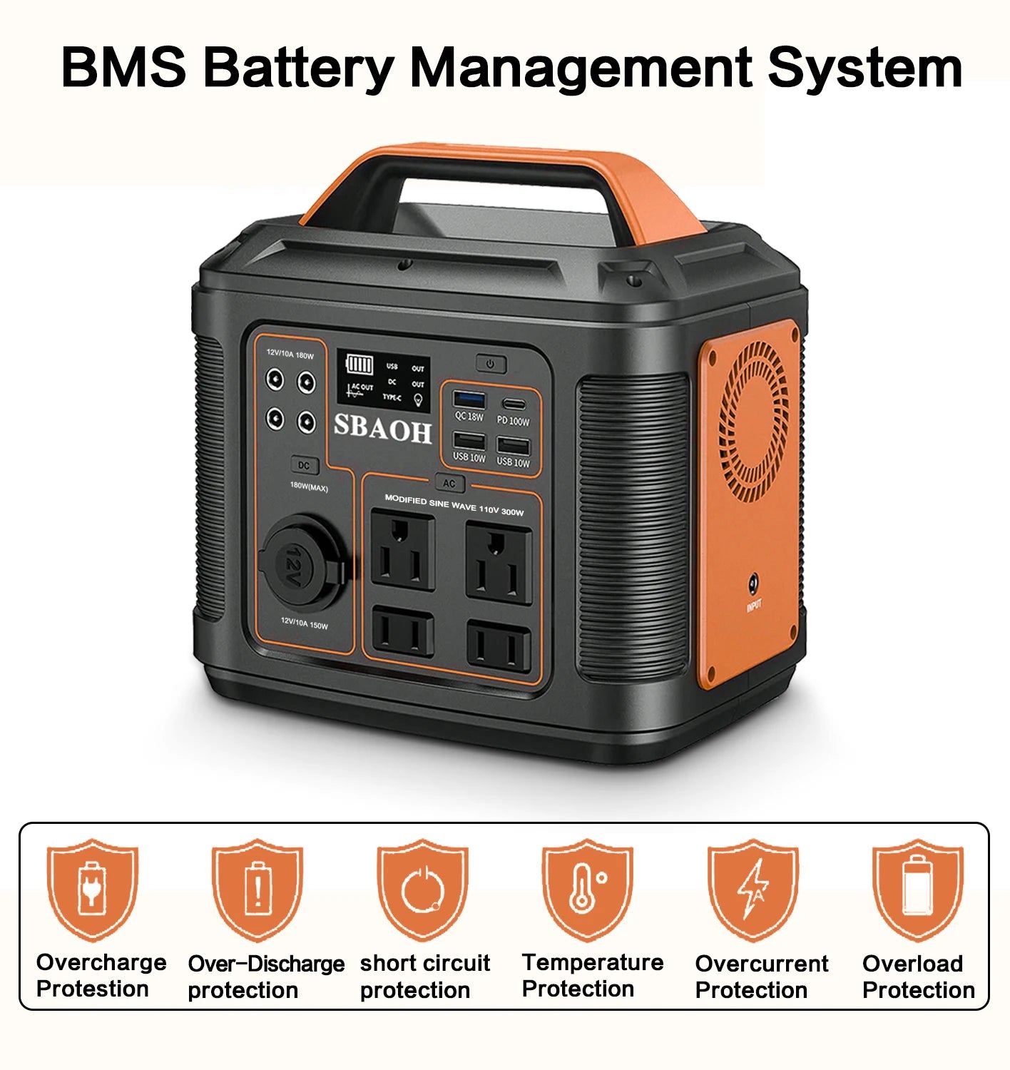 Portable Power Station, 300W 296Wh Solar Generator 110V