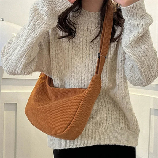 Large Capacity Corduroy Crossbody Bags for Women