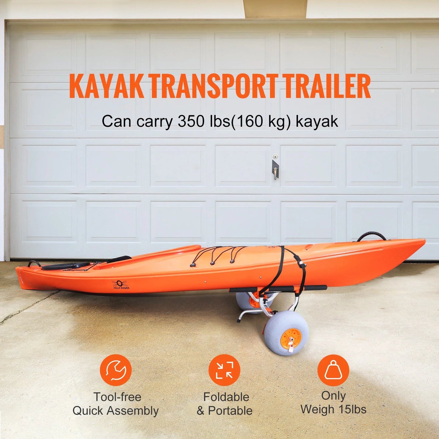 Foldable Kayak/Canoe Trailer with 12'' Tires