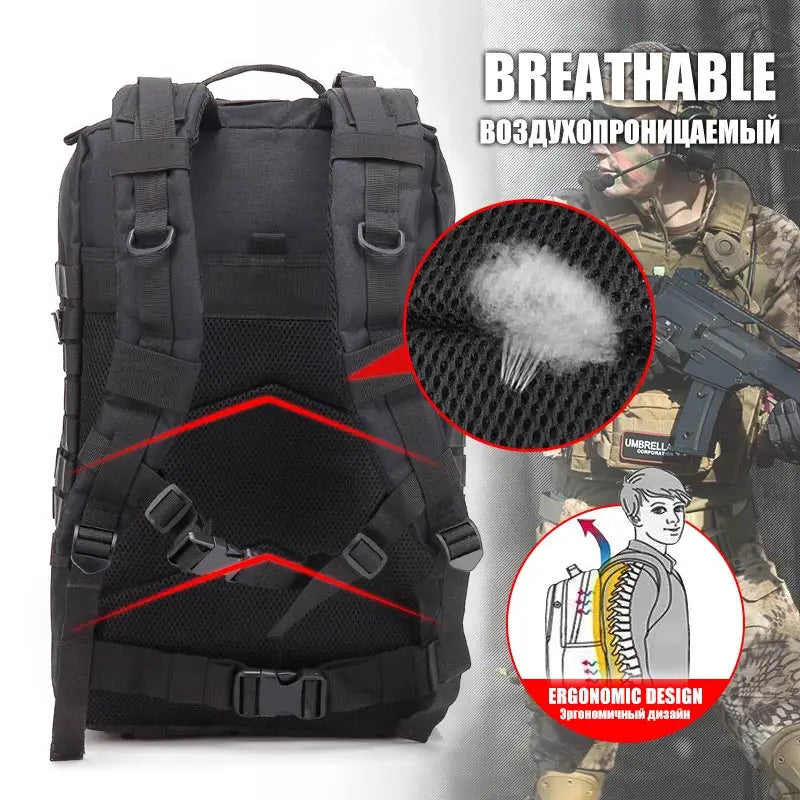 45L/25L Men's Large Waterproof Outdoor Multifunctional Tactical Backpack