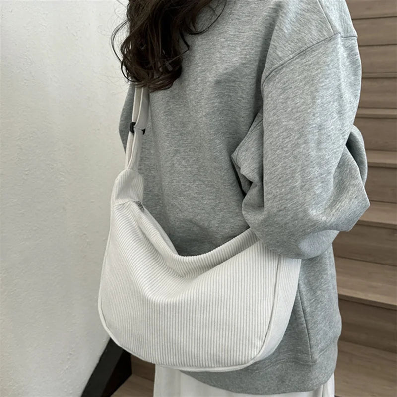 Large Capacity Corduroy Crossbody Bags for Women