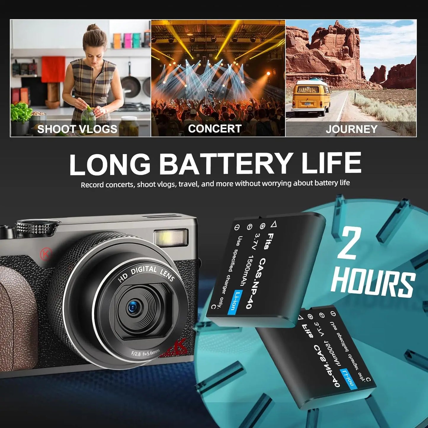 56 MP Digital Photography Camera, 4K Vlogging, 180° Flip Screen