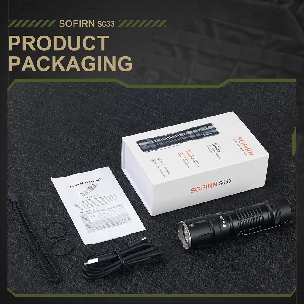 HI LED Tactical Flashlight 5200lm Powerful 21700 USB C