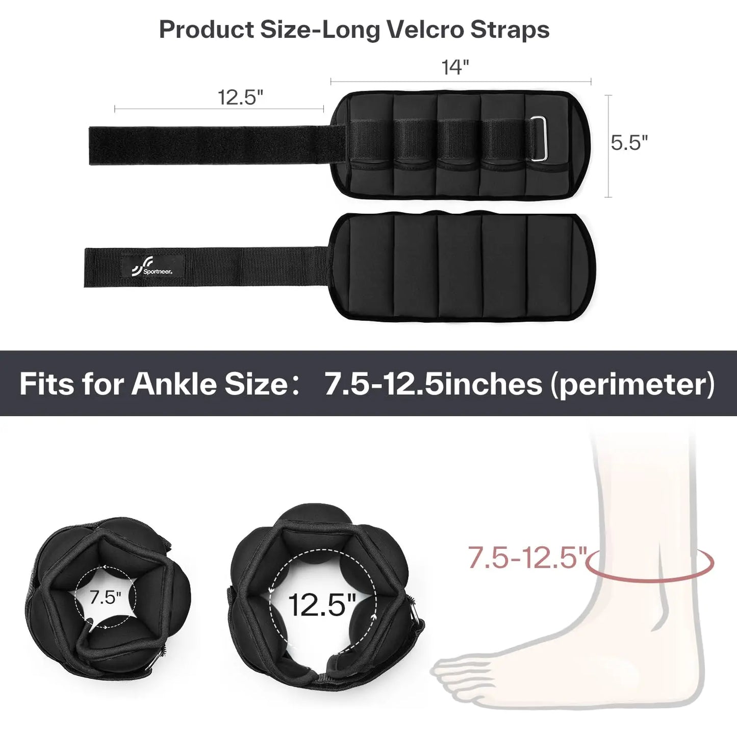 1 Pair Adjustable Weighted Ankle Straps