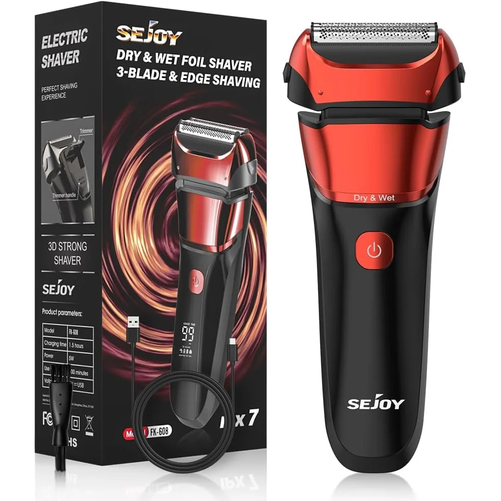 Electric Razor for Men, Foil Shaver with 3-Blade Edge