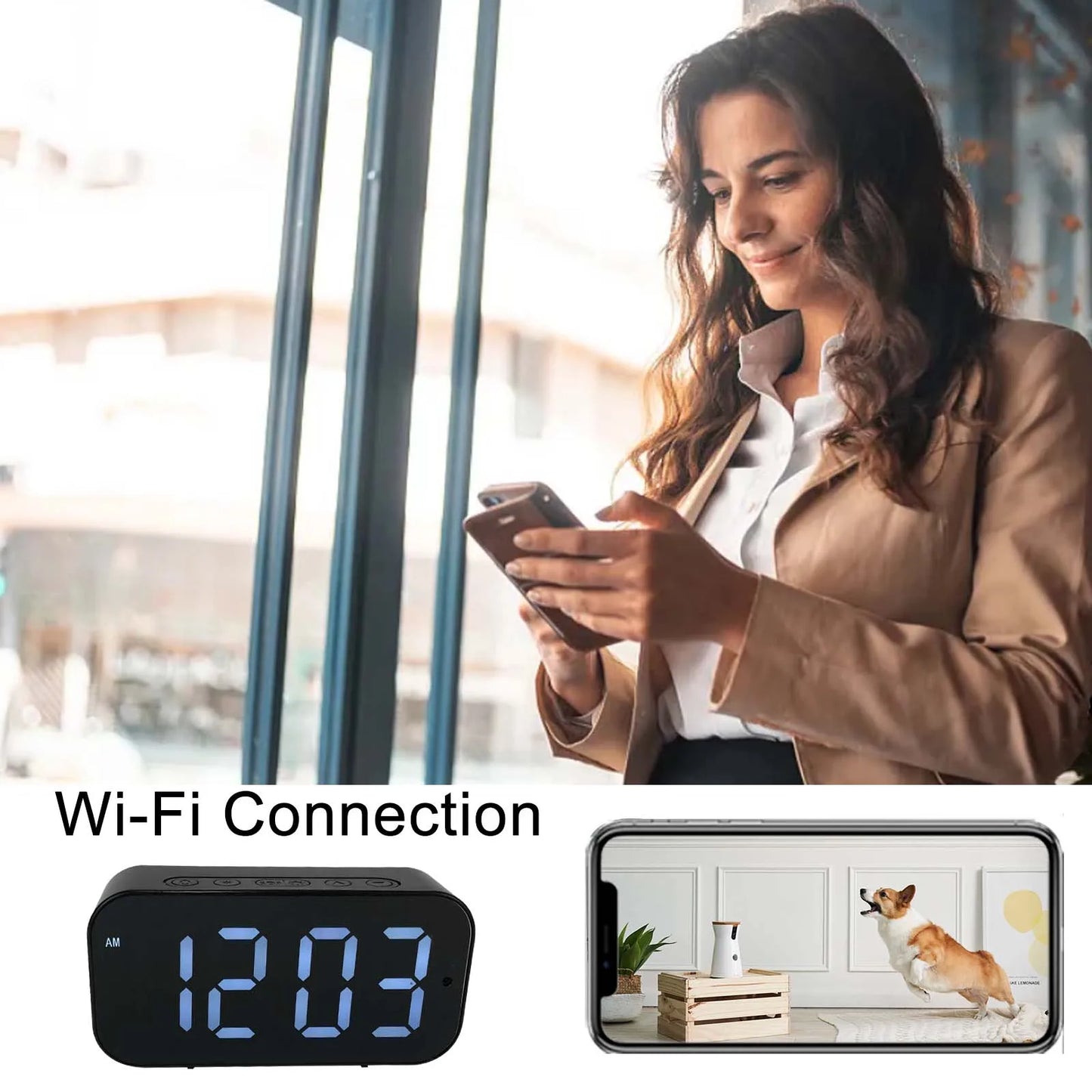 Clock Camera with 1080P HD, Motion Detection, Remote Viewing, Recording