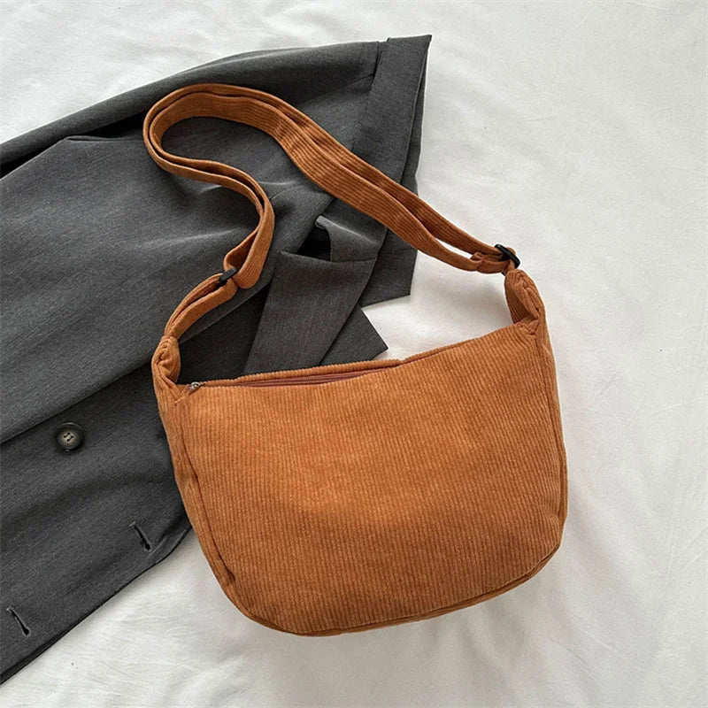 Large Capacity Corduroy Crossbody Bags for Women