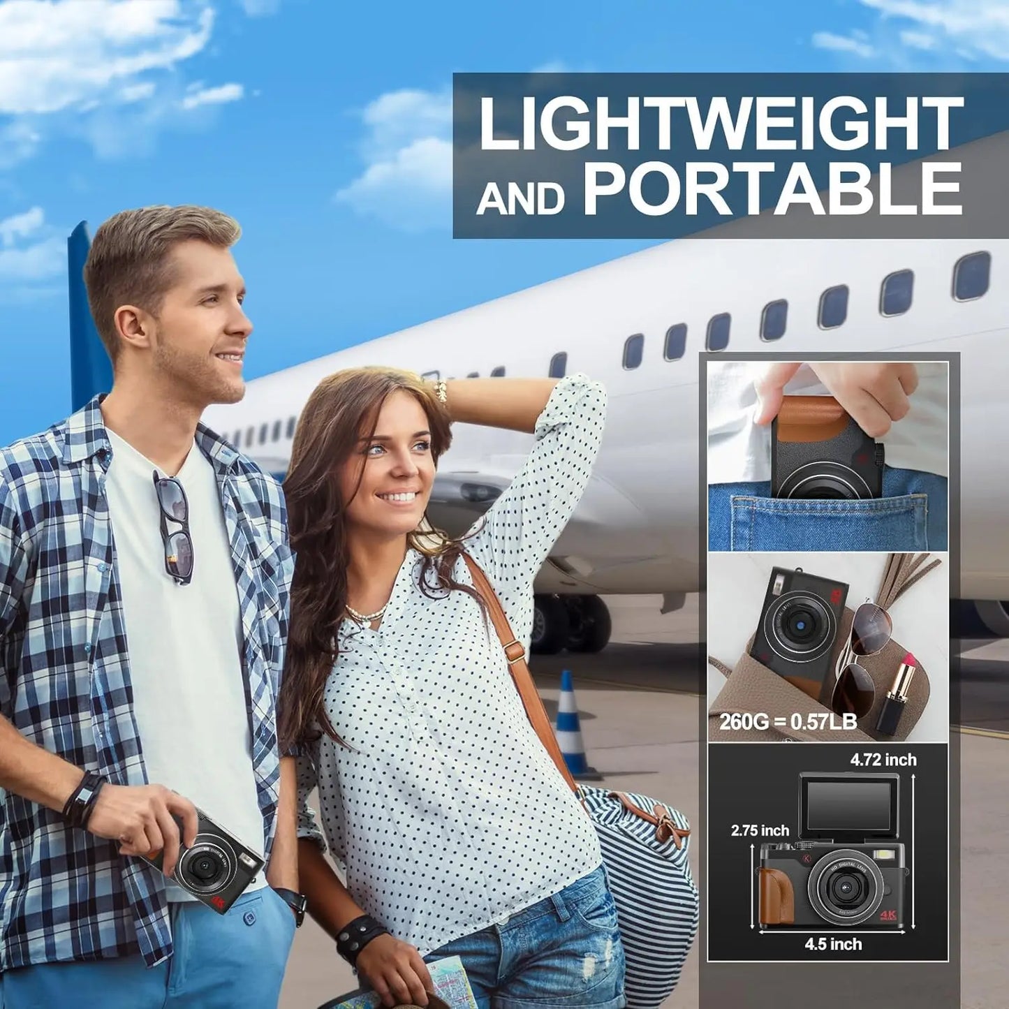56 MP Digital Photography Camera, 4K Vlogging, 180° Flip Screen