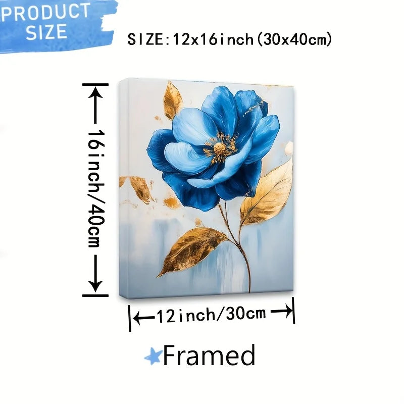 Elegant Blue Flowers 12x16" Framed Wall Art