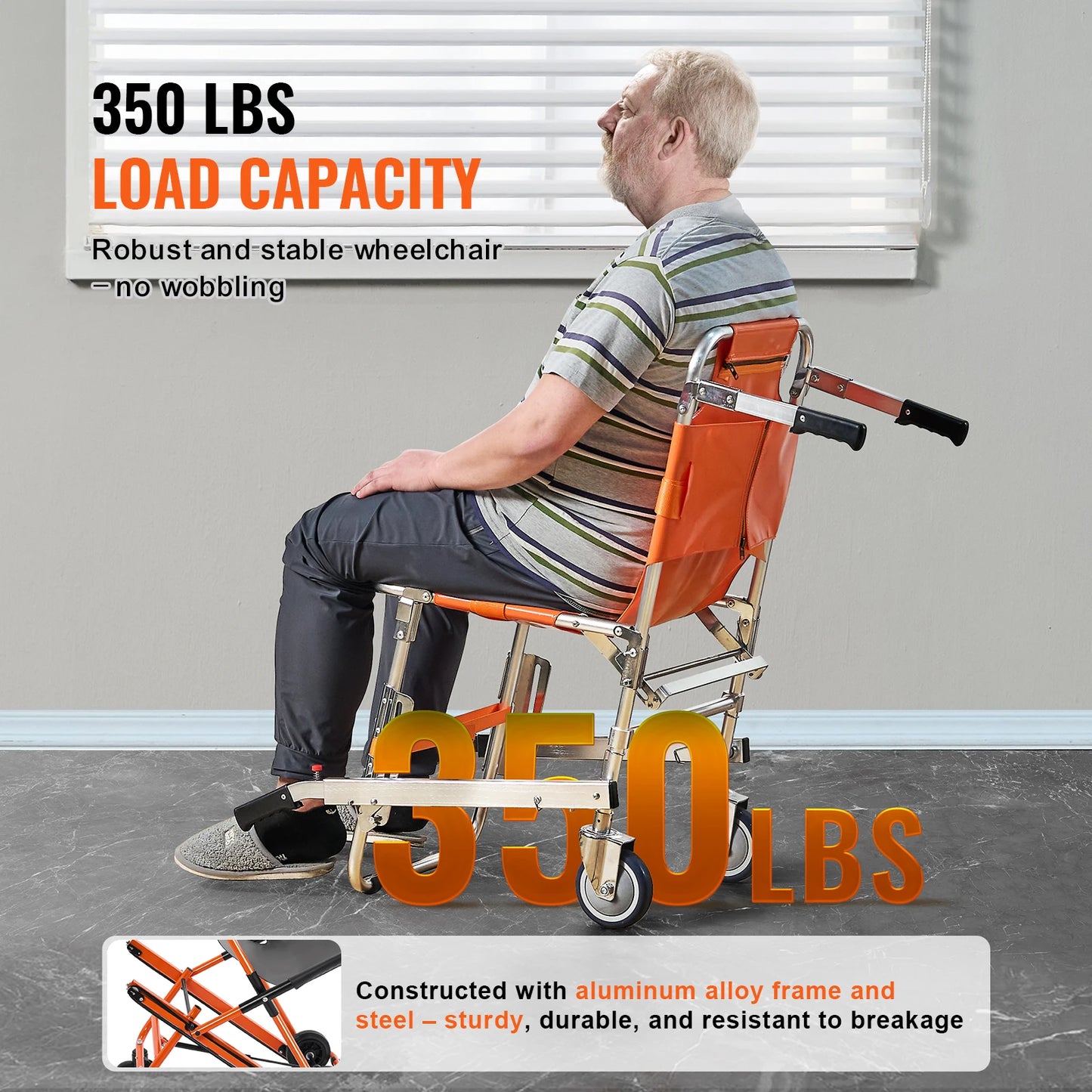 350lbs Capacity EMS Foldable Lift Wheelchair
