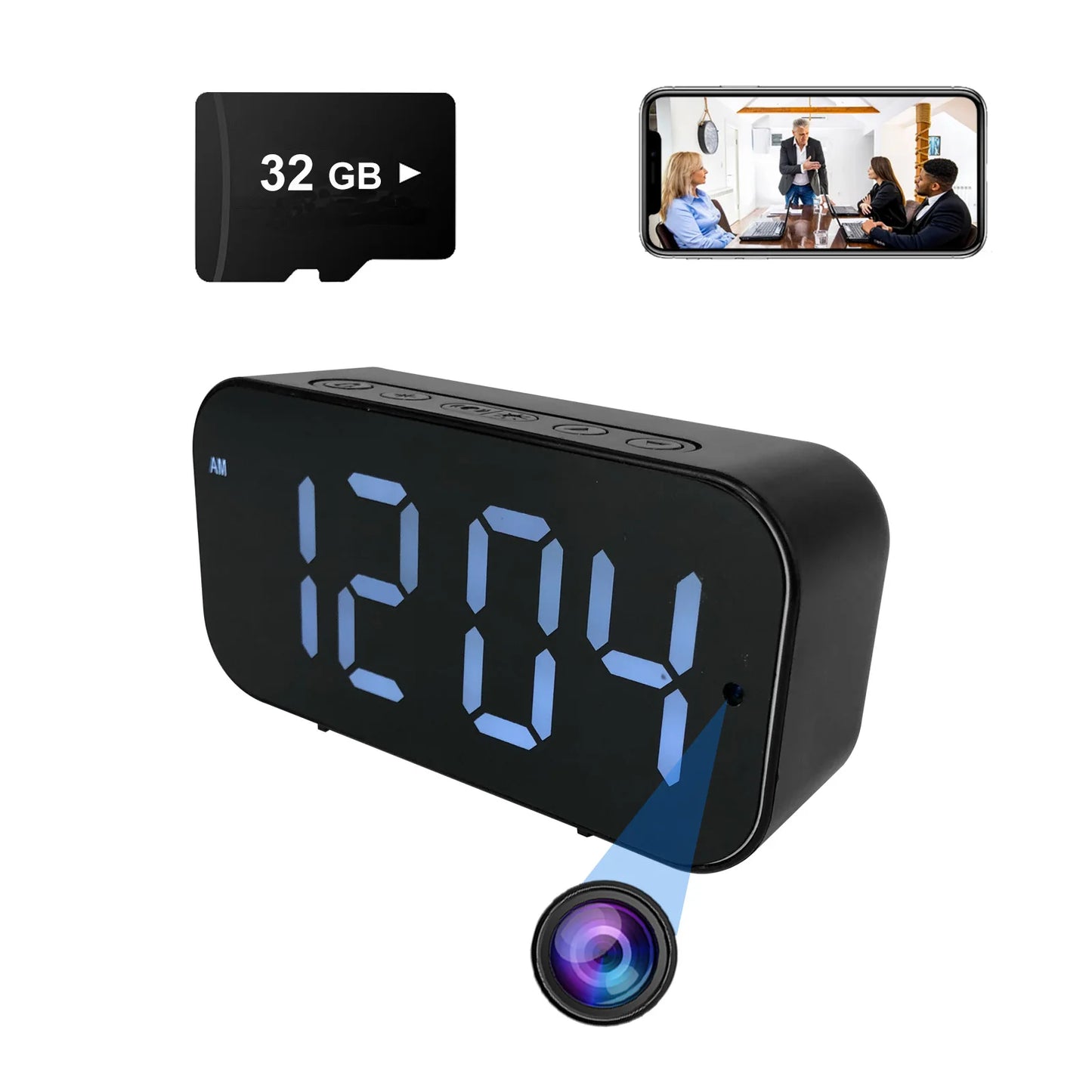 Clock Camera with 1080P HD, Motion Detection, Remote Viewing, Recording