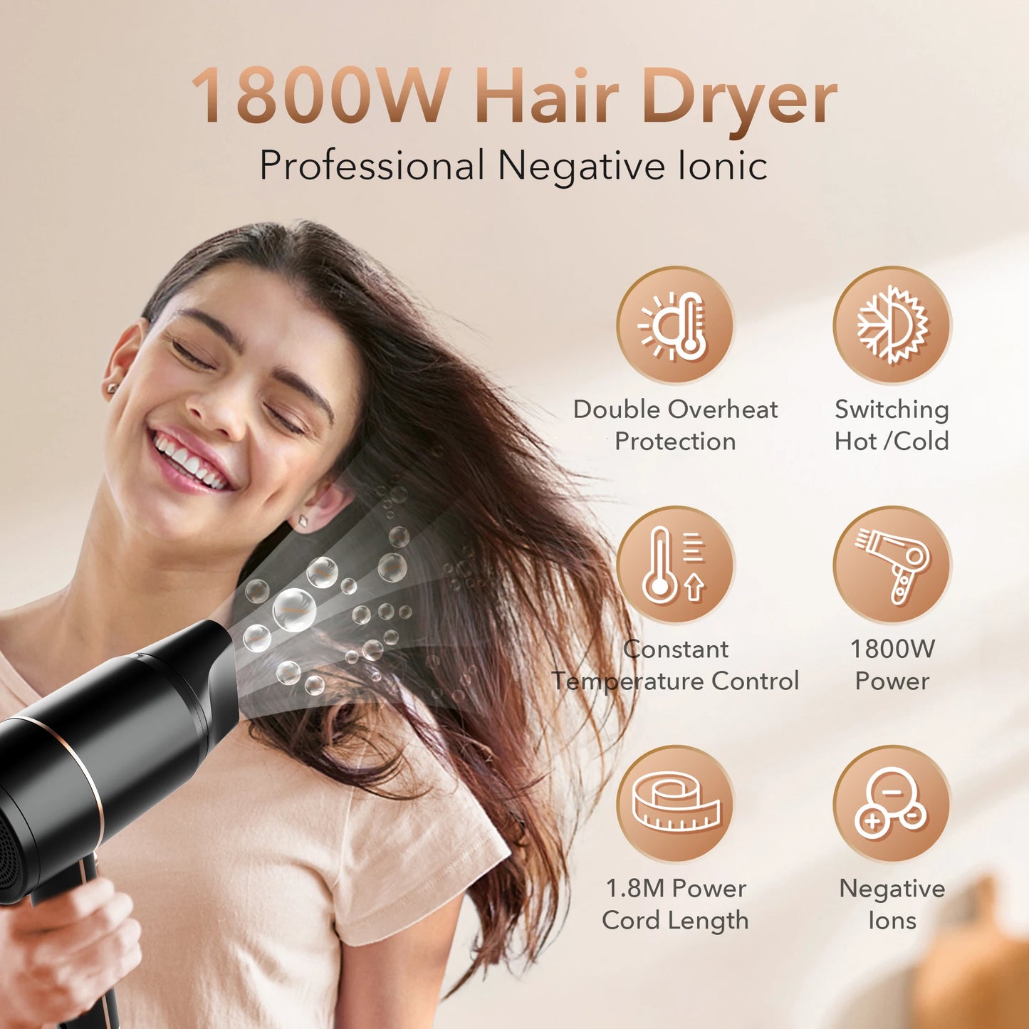 1800W 110V Electric Hair Dryer