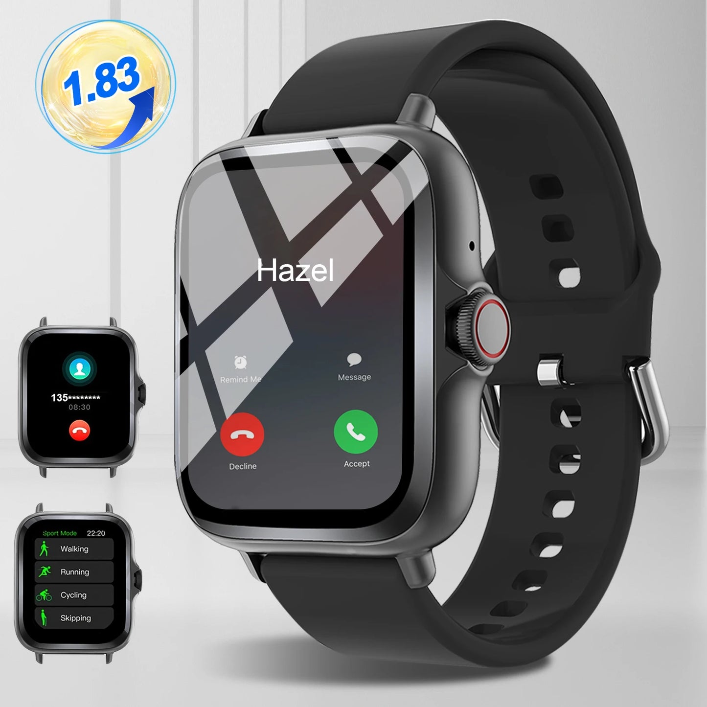 Smart watch with full touch screen, call, message reminder.