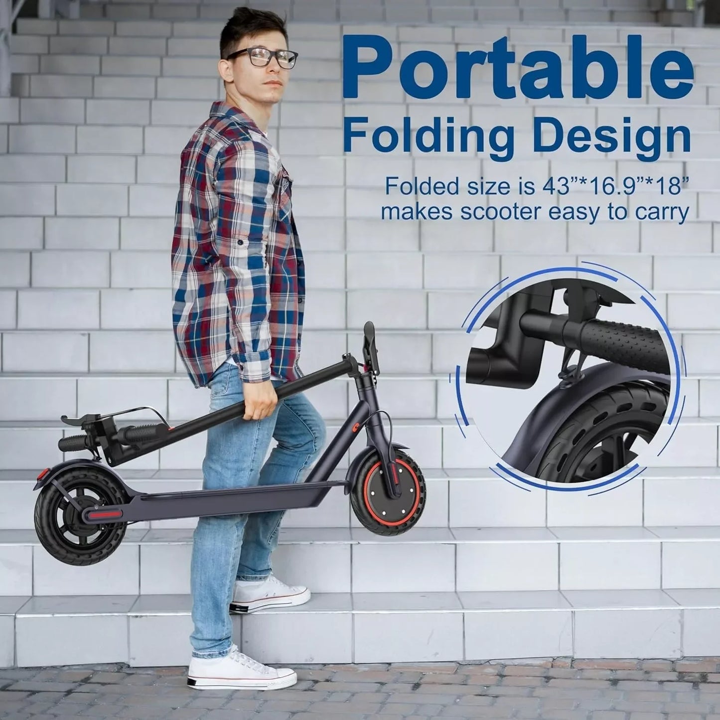 Folding Electric Scooter 350W 19mph APP, 8.5-inch tire