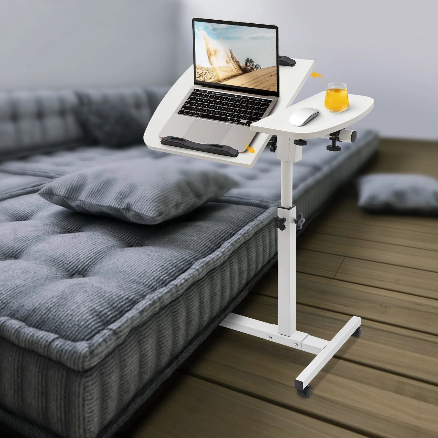 60-95cm Adjustable Rolling Table Stand With Wheels